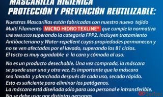 Mascarillas higiénicas hidrófugas reutilizables publicitaria